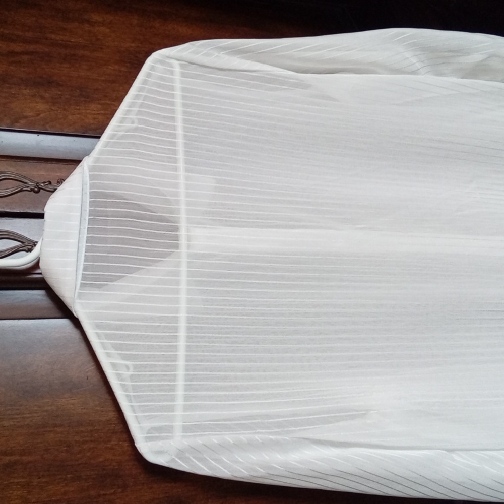 Women's White Sheer Striped Button Up Shirt Duster Vacation Coverup Size OS - Picture 6 of 7